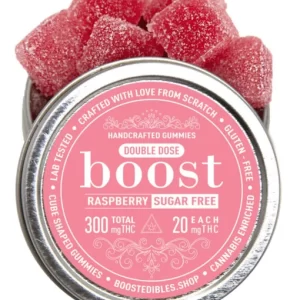 Sugar-Free Raspberry Gummies 300mg THC (Boost Edibles)